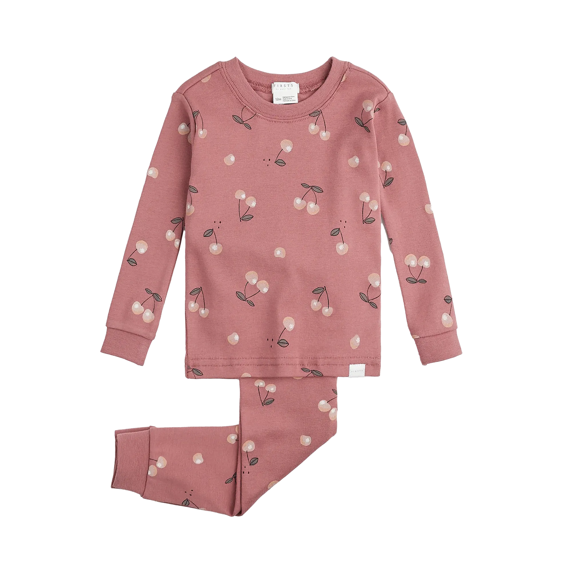 Pyjama pour bébé FIRSTS à motif cerises sur fond Jazzberry