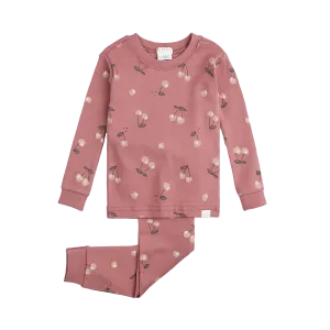 Pyjama pour bébé FIRSTS à motif cerises sur fond Jazzberry