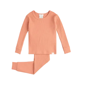 FIRSTS Pyjama pour bébé en modal corail flamboyant avec côtes