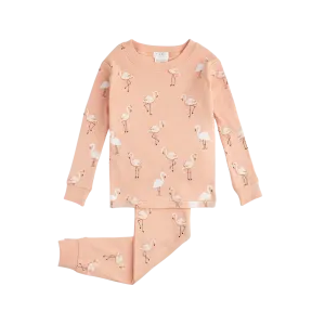 FIRSTS Pyjama pour bébé à motif flamant rose sur fond papaye