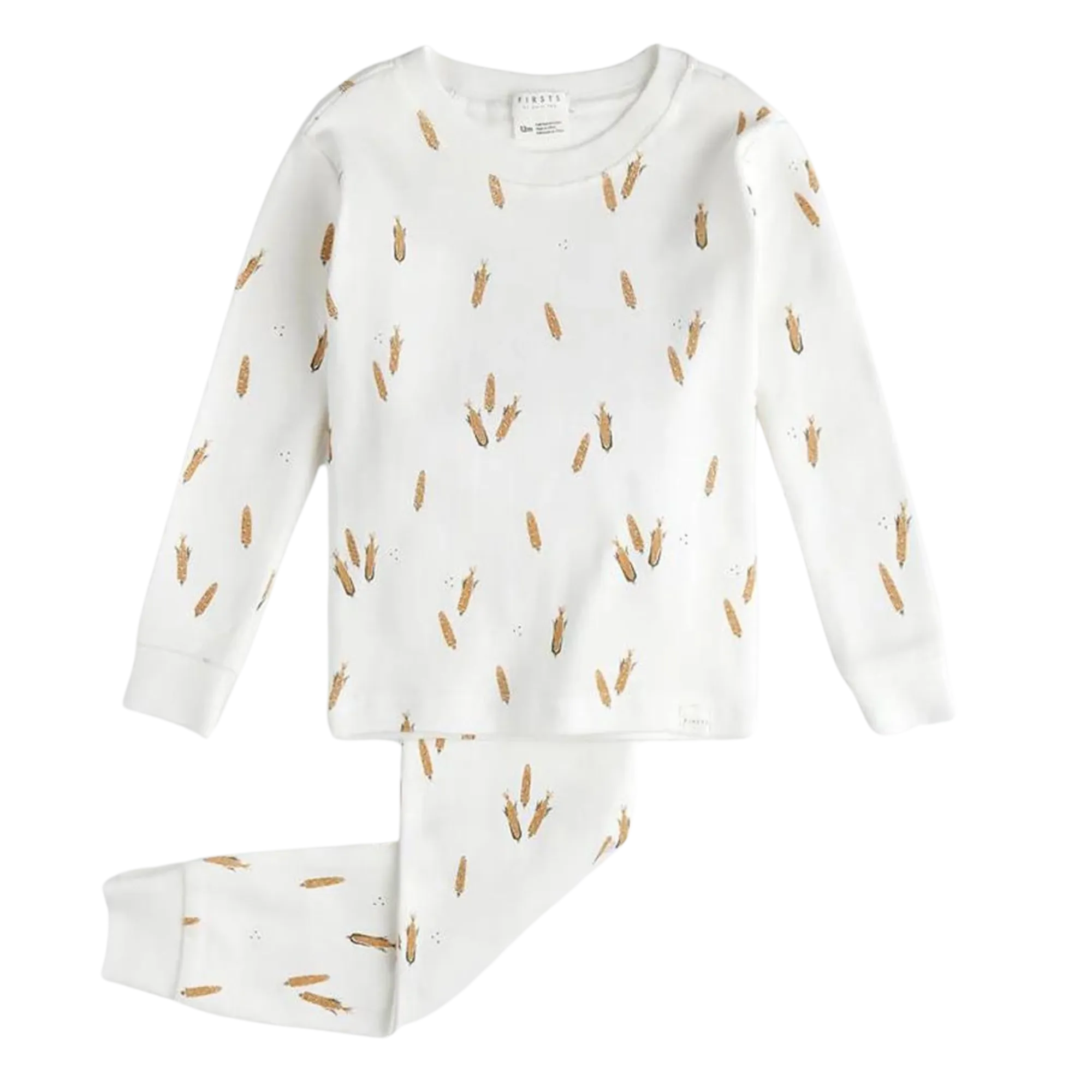Pyjama pour bébé FIRSTS en maille avec impression de maïs sur fond blanc cassé