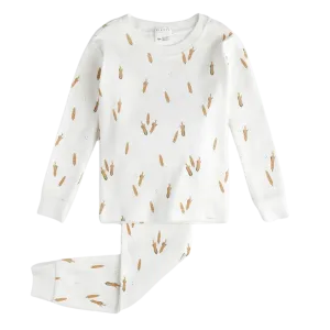 Pyjama pour bébé FIRSTS en maille avec impression de maïs sur fond blanc cassé