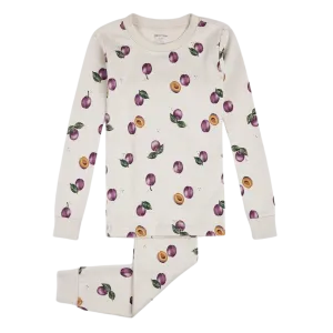 FIRSTS Pyjama en Creme avec Impression Prune