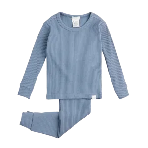 Pyjama pour bébé FIRSTS Royal en denim et modal côtelé