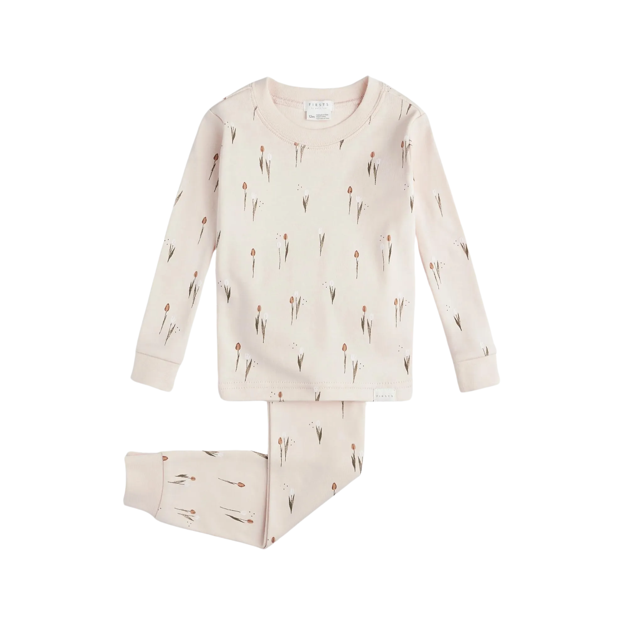 Pyjama pour bébé FIRSTS à motifs tulipe sur fond crème