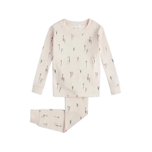 Pyjama pour bébé FIRSTS à motifs tulipe sur fond crème