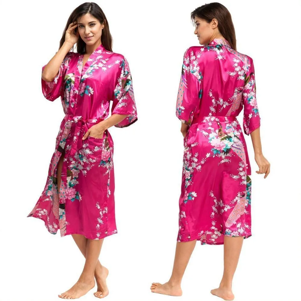 Chemise de nuit en soie florale kimono