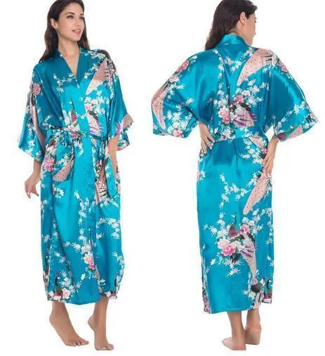 Chemise de nuit en soie florale kimono
