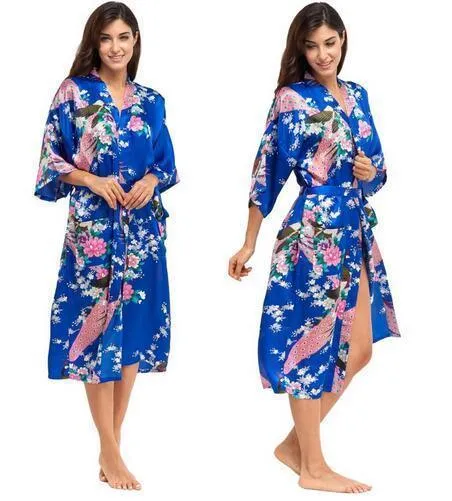 Chemise de nuit en soie florale kimono