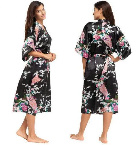 Chemise de nuit en soie florale kimono