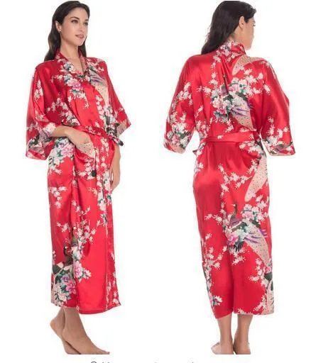 Chemise de nuit en soie florale kimono