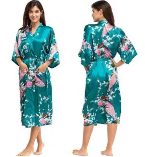 Chemise de nuit en soie florale kimono