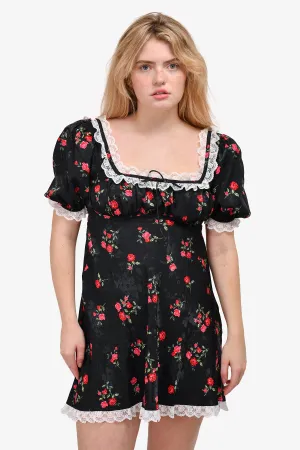 Robe courte For Love & Lemons avec dentelle noire et rouge Taille S