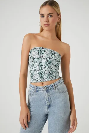 Forever 21 Haut tube femme imprimé serpent Bleu pierre/Multicolore Forever 21