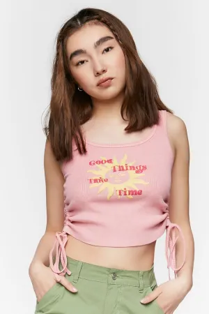 Forever 21 Femme Haut sans Manches à Cordon Graphique Good Things Rose/Multicolore Forever 21