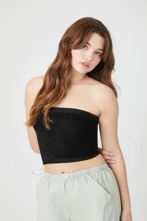 Forever 21 Haut tubulaire court sans coutures pour femme Noir Forever 21