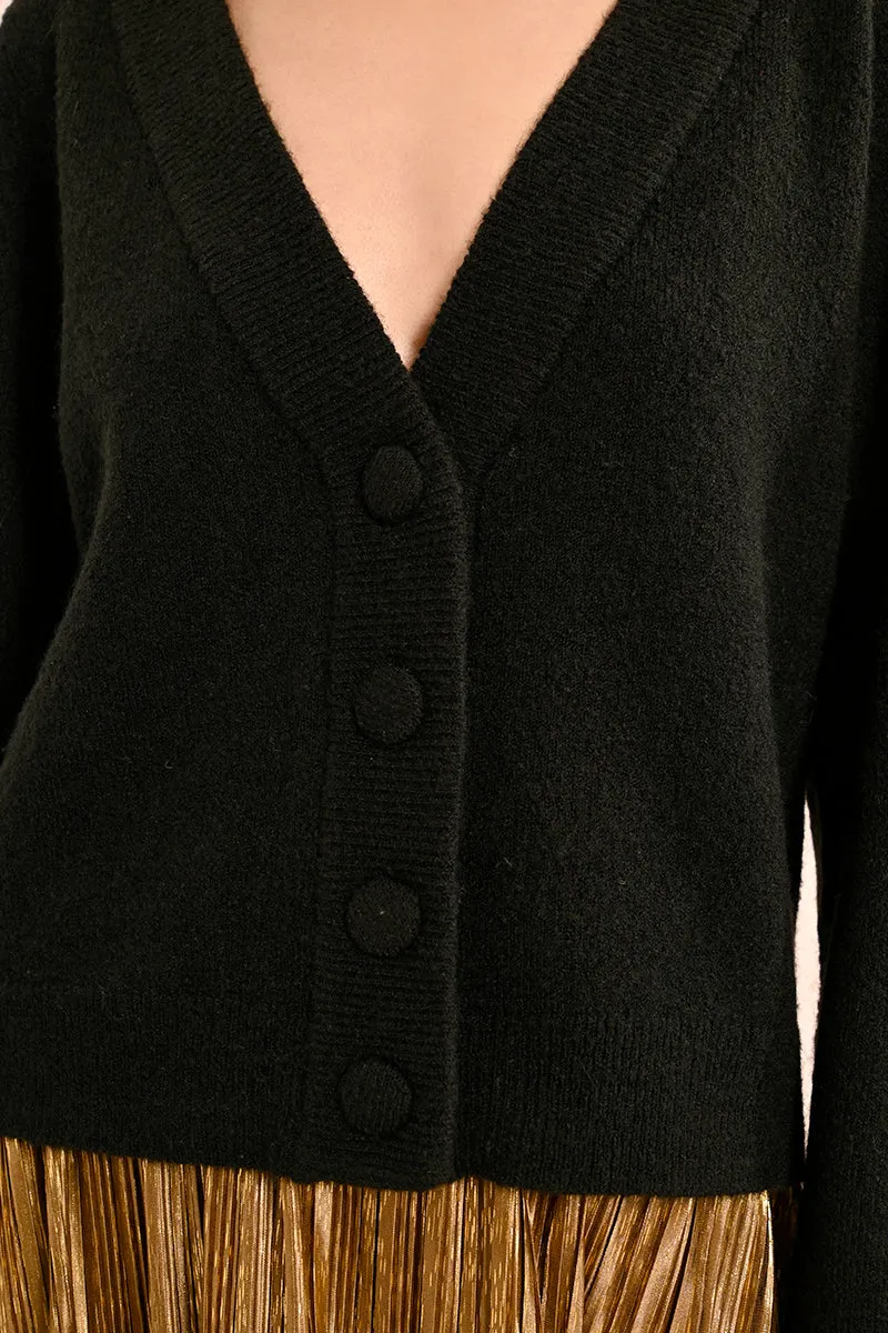 Cardigan à quatre boutons en noir