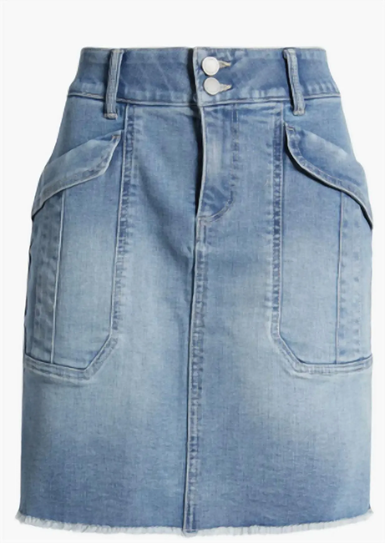 Jupe en denim effiloché Fray Hem en bleu