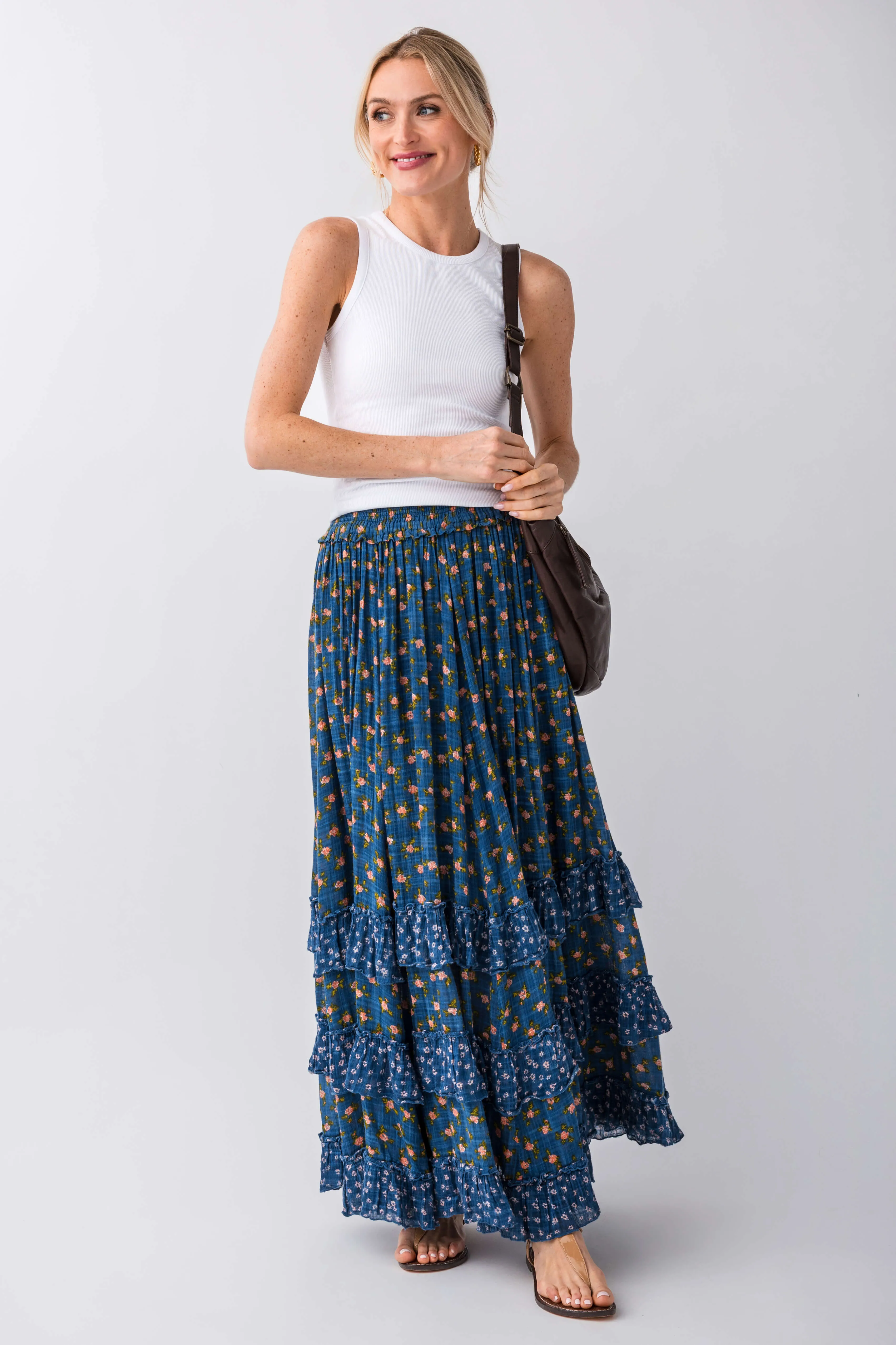 Free People Brynn Jupe Longue Imprimée