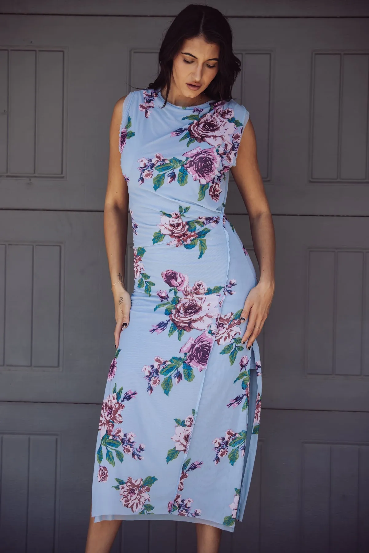Robe midi Free People Carmel - Fleurs bleues