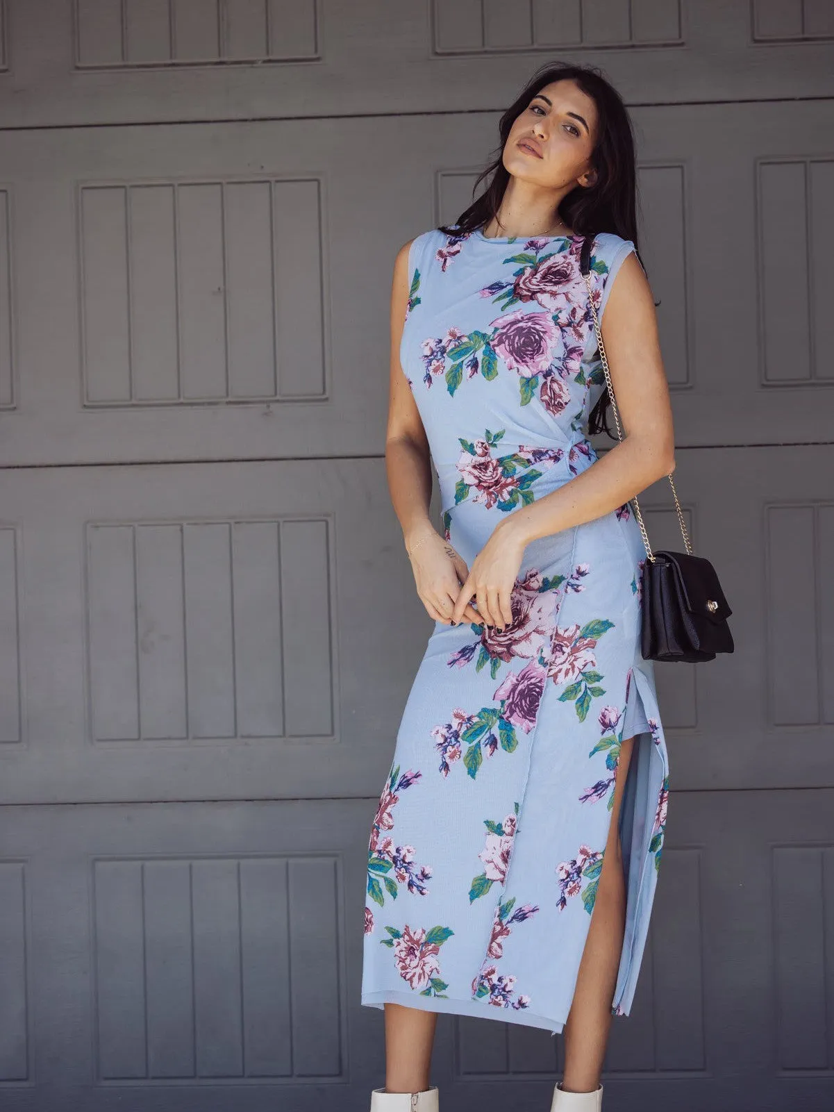 Robe midi Free People Carmel - Fleurs bleues