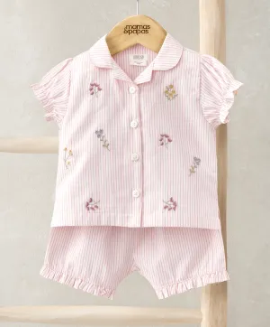 Ensemble Haut à Volants et Short (2 Pièces) - Rayures Roses Babykids Mamas & Papas