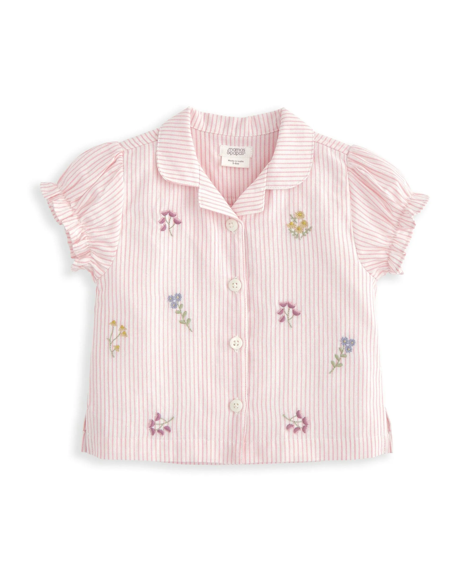 Ensemble Haut à Volants et Short (2 Pièces) - Rayures Roses Babykids Mamas & Papas