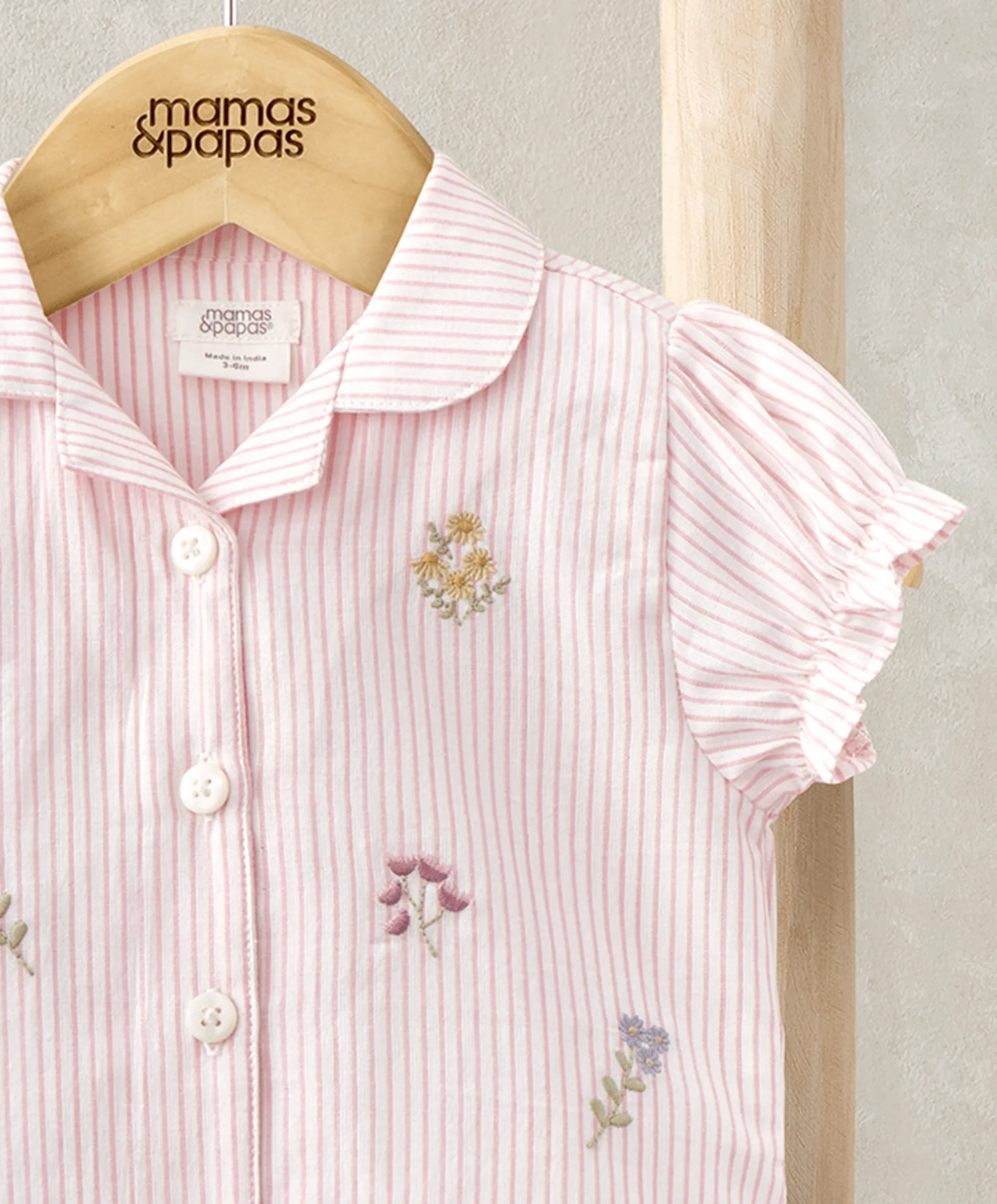 Ensemble Haut à Volants et Short (2 Pièces) - Rayures Roses Babykids Mamas & Papas