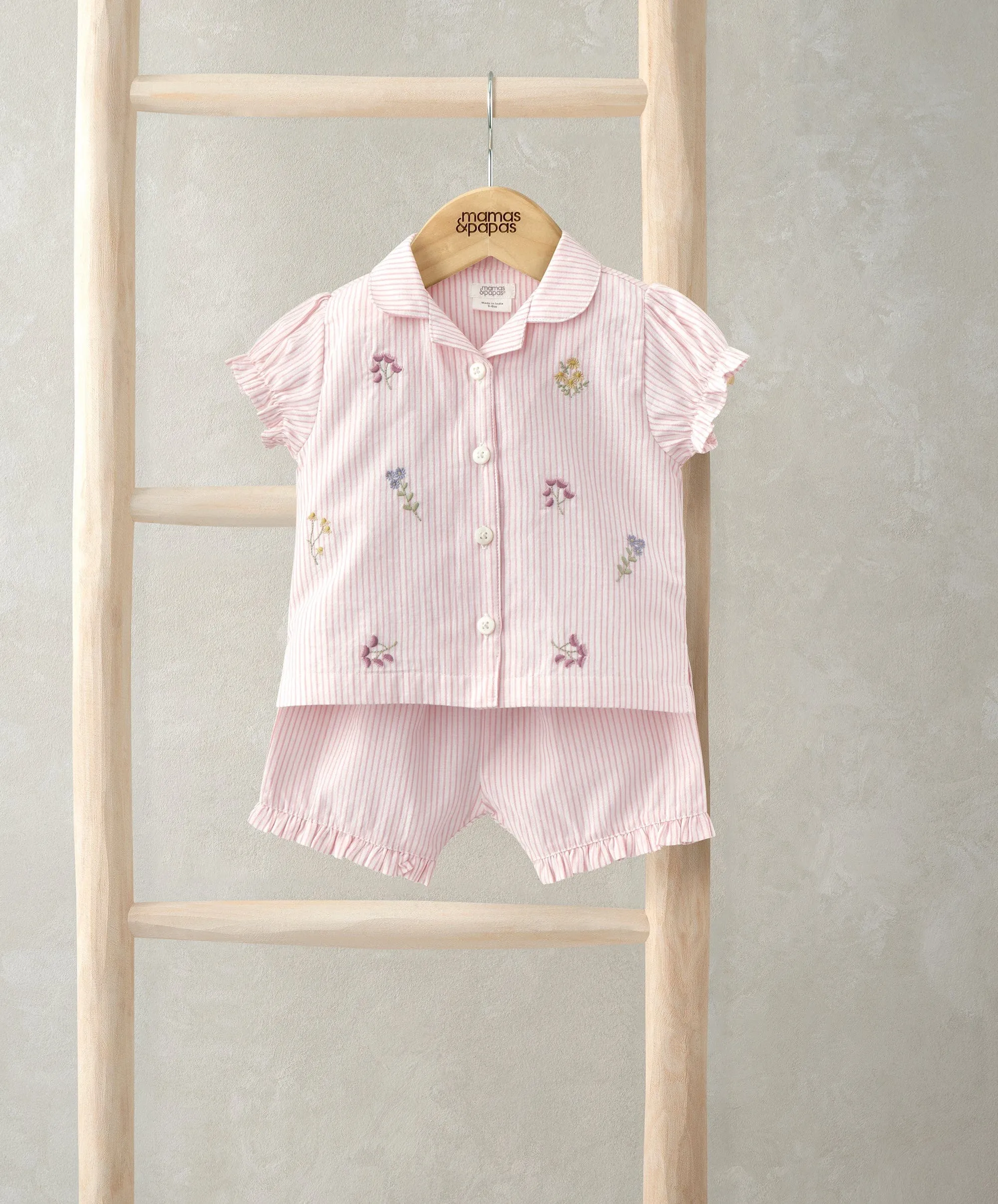 Ensemble Haut à Volants et Short (2 Pièces) - Rayures Roses