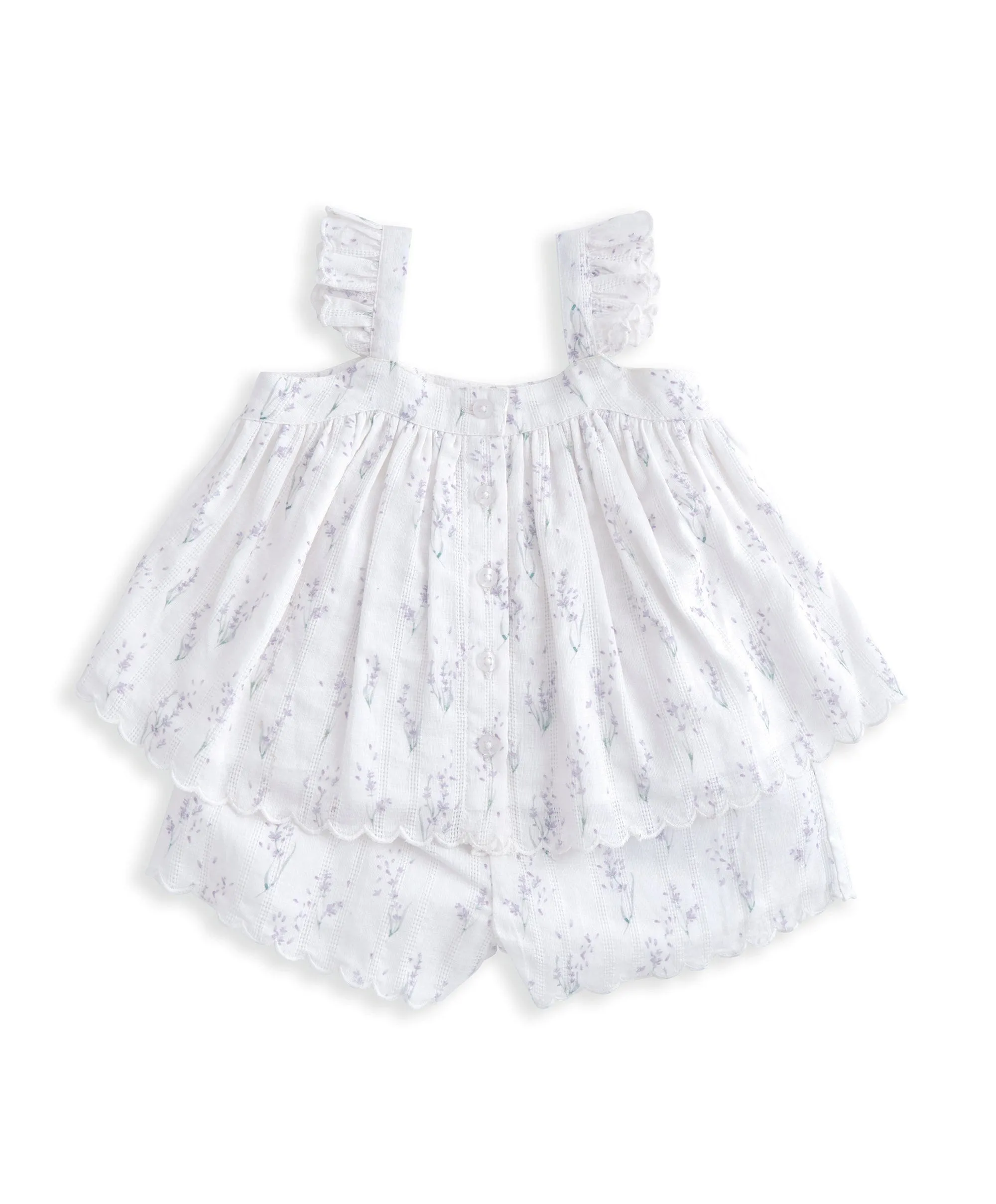 Ensemble Haut à Manches Volantées et Short (2 Pièces) - Imprimé Lavande Babykids Mamas & Papas
