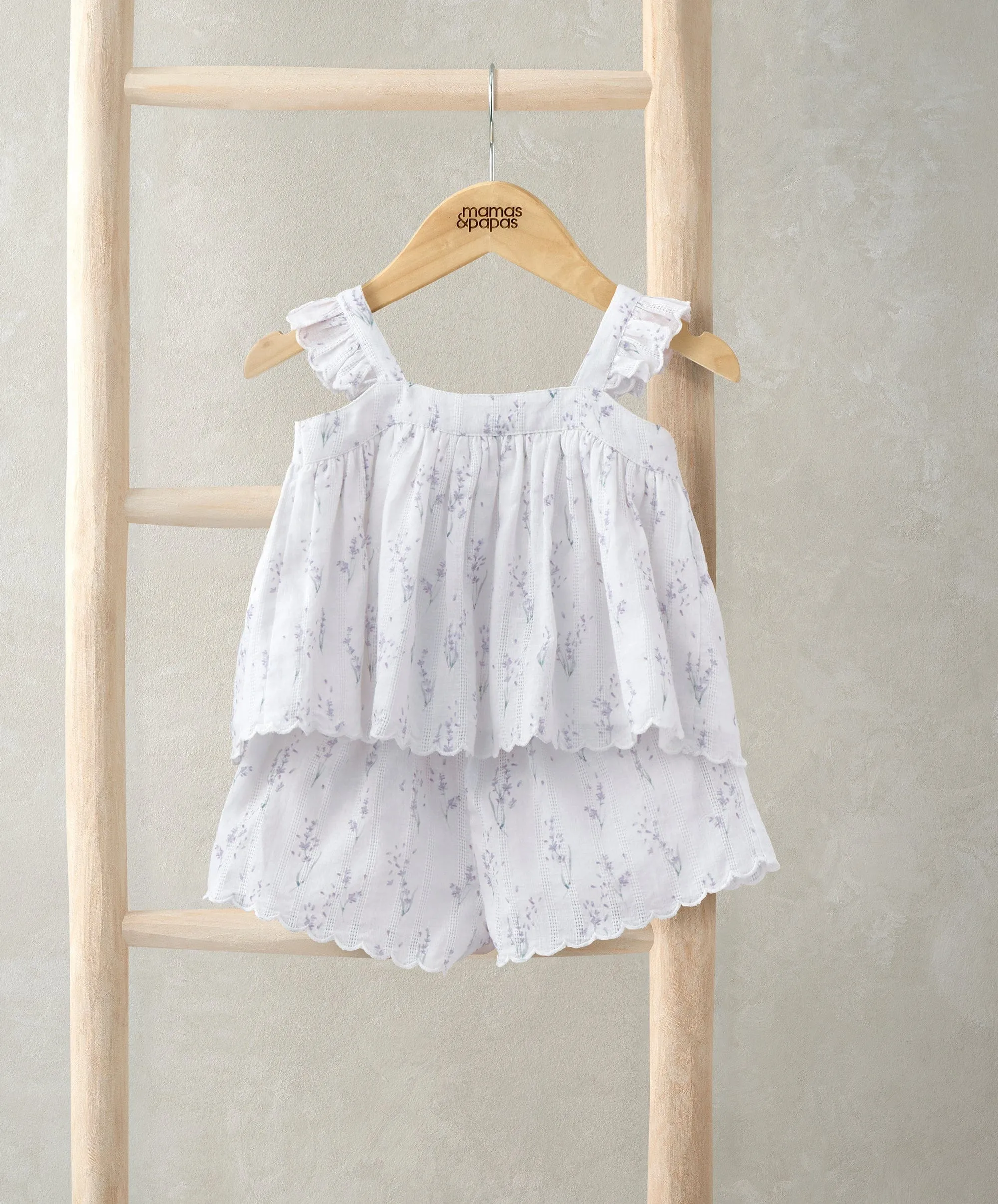 Ensemble Haut à Manches Volantées et Short (2 Pièces) - Imprimé Lavande Babykids Mamas & Papas