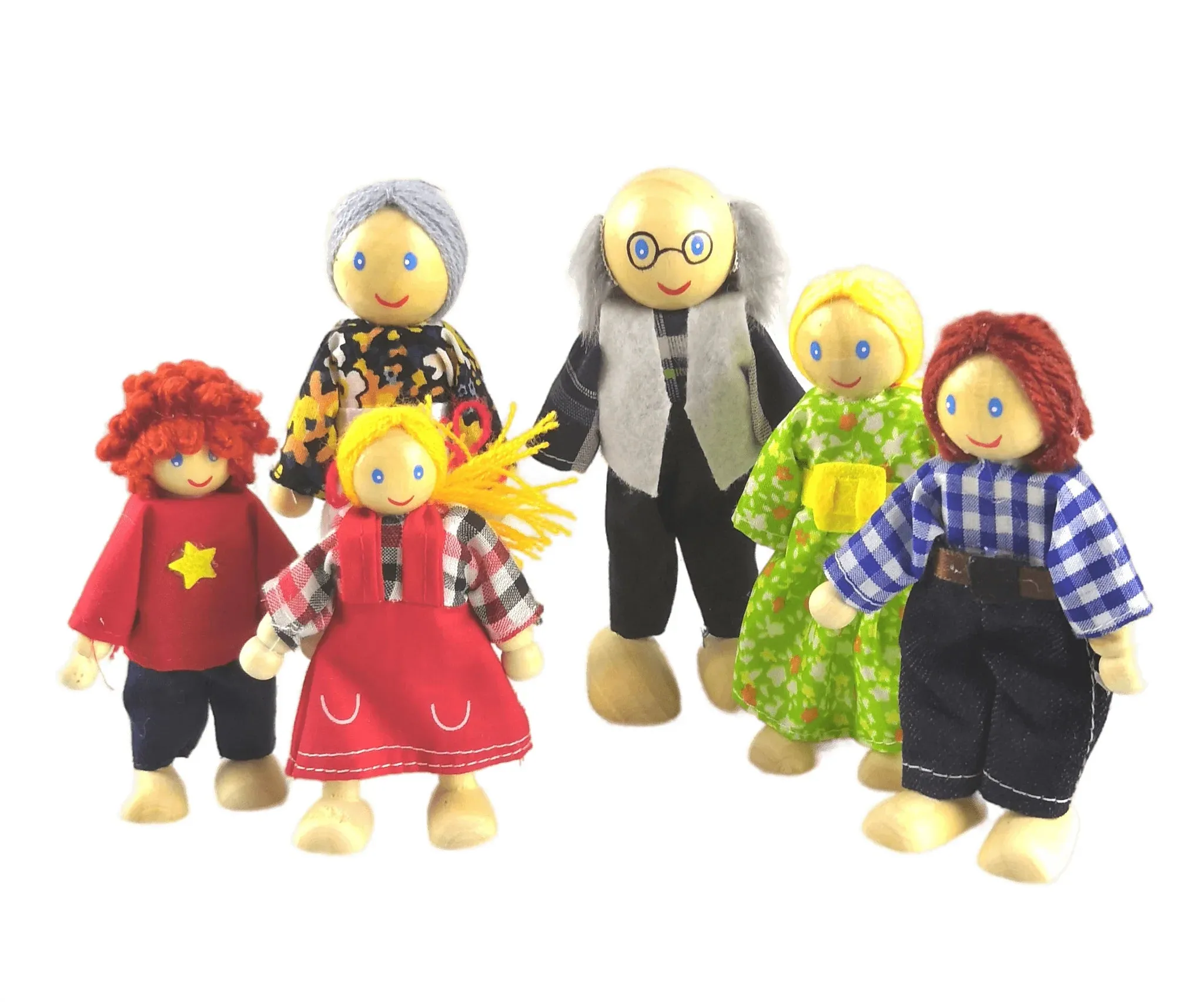 Fun Factory Poupée en Bois - Famille 6 pièces