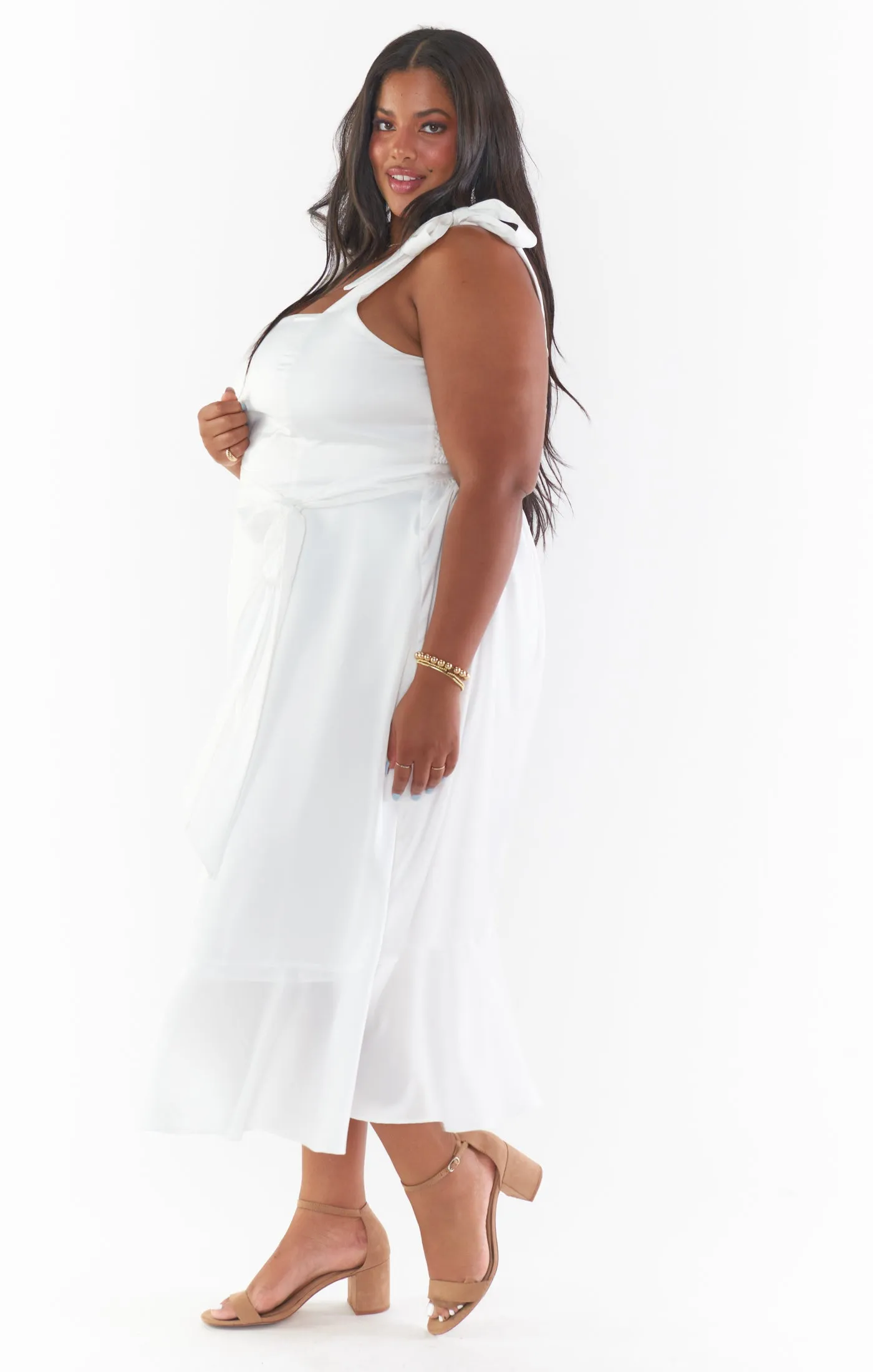 Robe midi Garden ~ Satin luxe ivoire