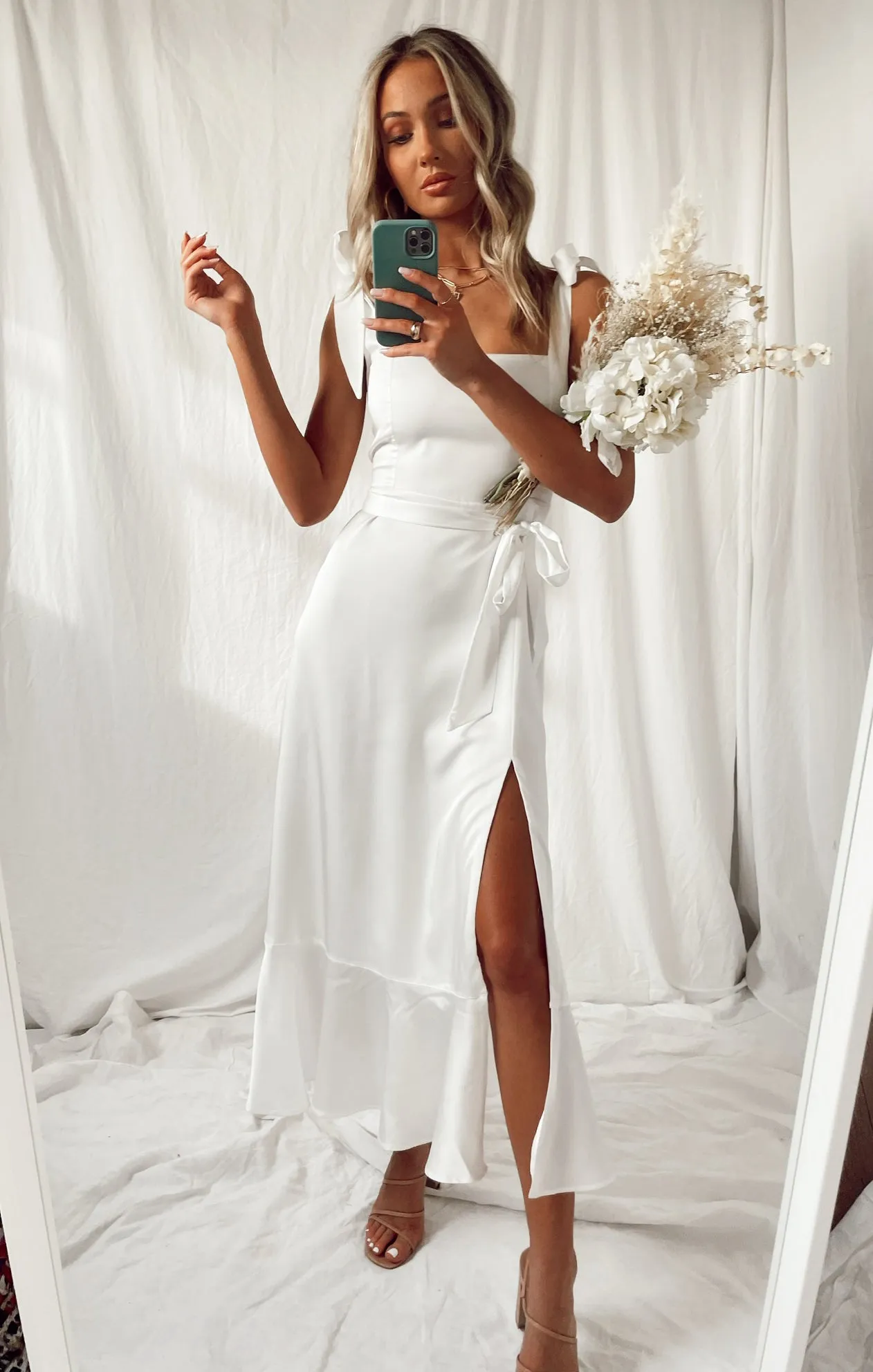 Robe midi Garden ~ Satin luxe ivoire