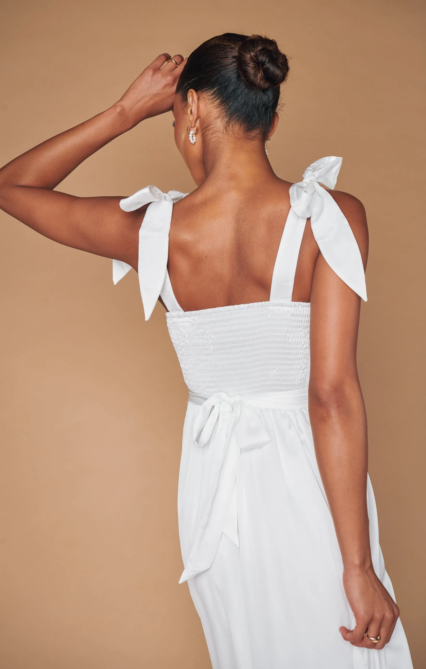 Robe midi Garden ~ Satin luxe ivoire
