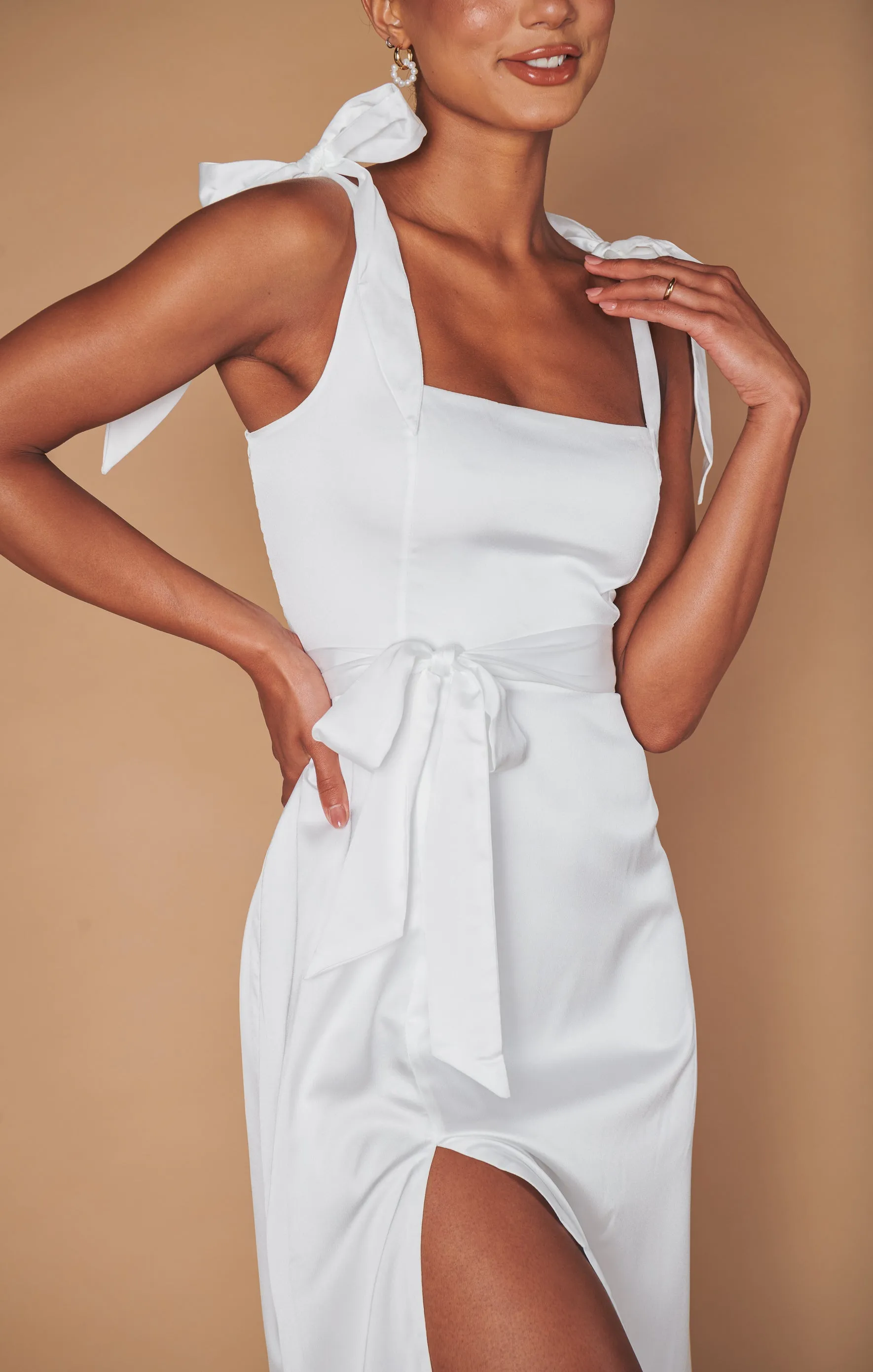 Robe midi Garden ~ Satin luxe ivoire