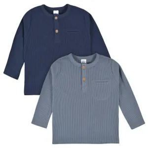 Gerber Lot de 2 Henleys en Maille Gaufrée Gris et Bleu pour Bébé Garçon (12-24 mois) Babykids Gerber