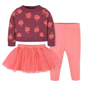 Ensemble 3 pièces Gerber pour bébé fille - Haut Pommes, Tutu et Legging (12-24 mois) Babykids Gerber