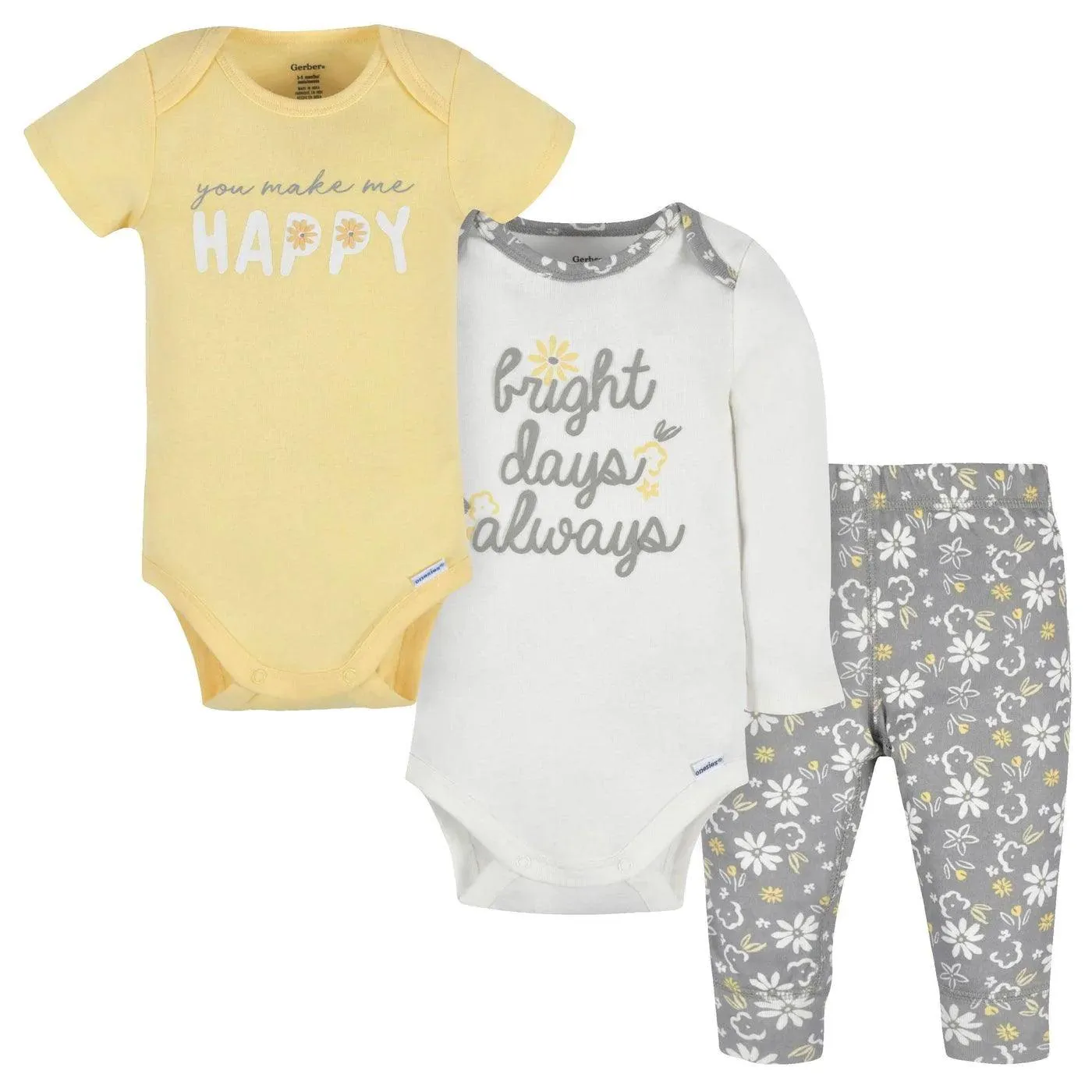 Gerber Ensemble de 3 Bodys et Culotte Happy Onesies® pour Bébé Fille Babykids Gerber