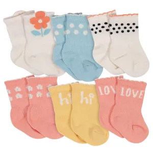 Gerber® Lot de 6 paires de chaussettes anti-dérapantes bio pour bébé fille Pot de fleurs 12M Babykids Gerber