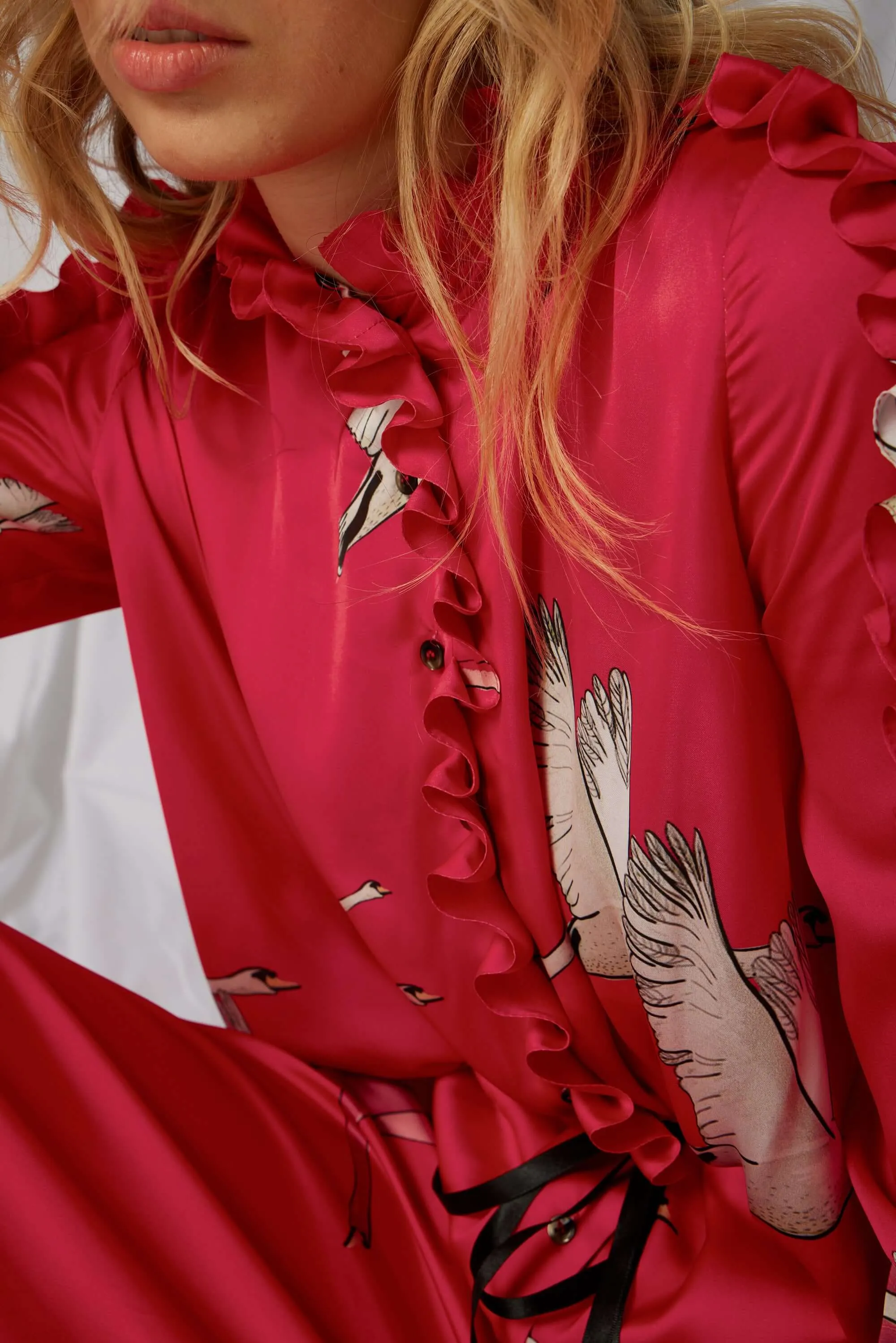 Combinaison Gil en impression cygne rose