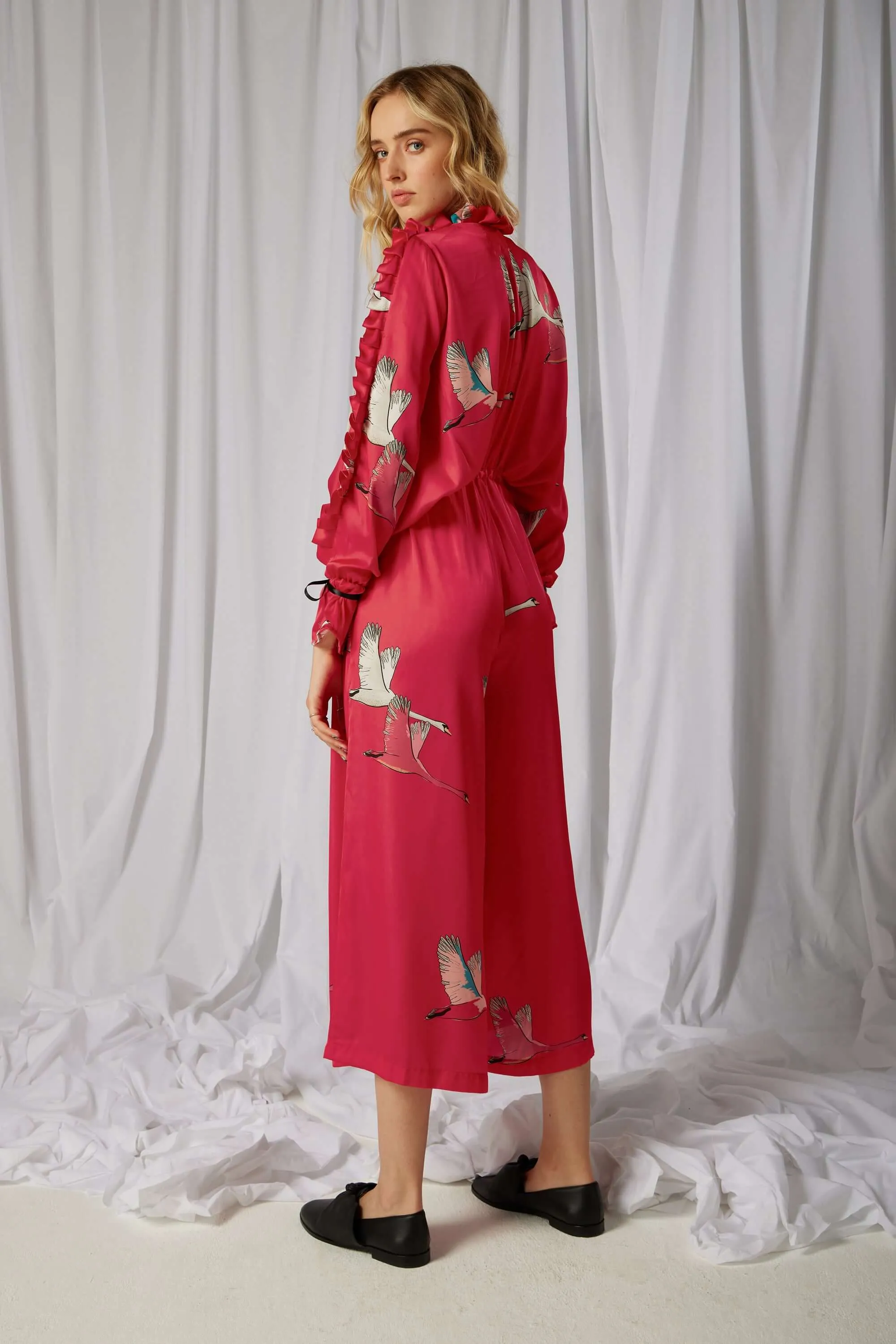 Combinaison Gil en impression cygne rose