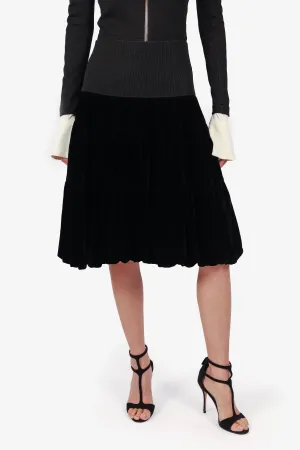 Giorgio Armani Jupe plissée mi-longue en velours noir Taille 42