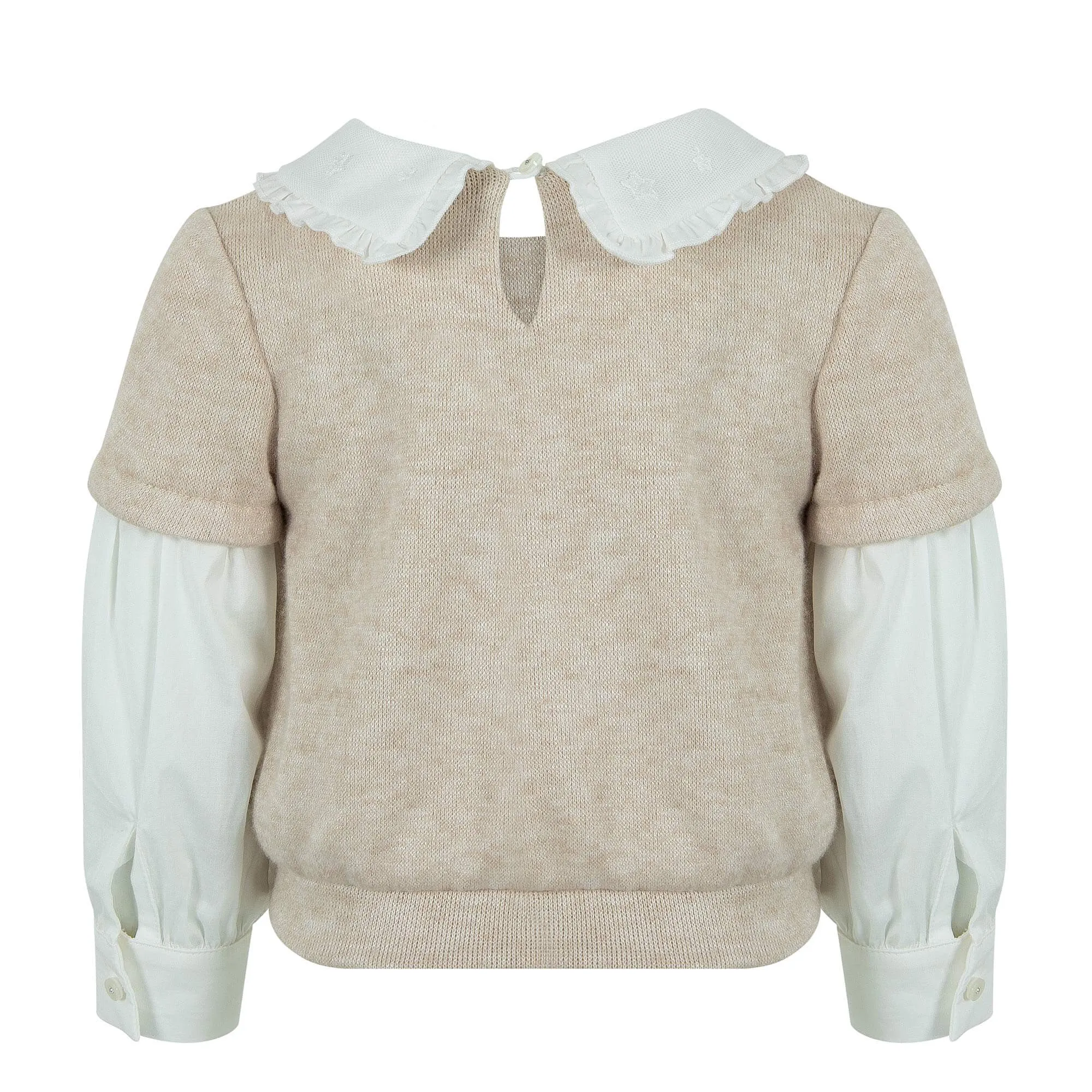 Blouse beige et jupe-culotte pour filles
