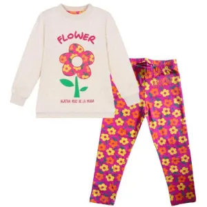 Ensemble de leggings à fleurs beige pour filles
