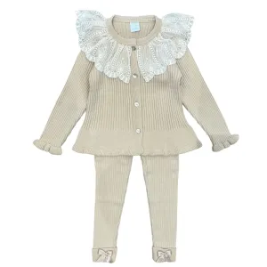 Ensemble de leggings à volants beige pour filles