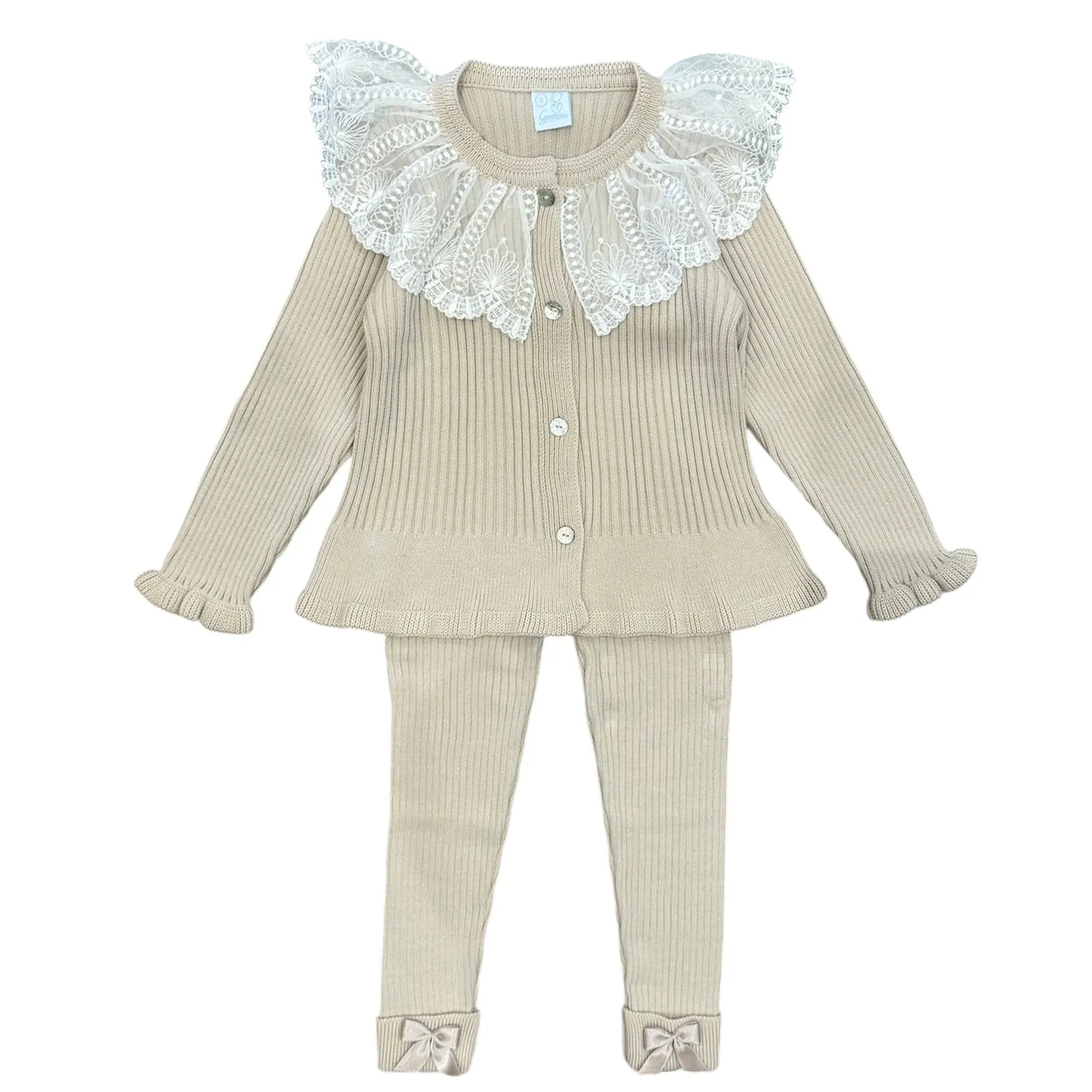 Ensemble de leggings à volants beige pour filles