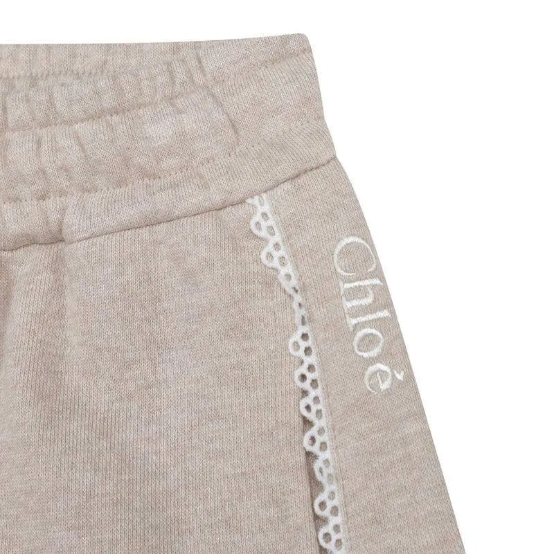 Shorts Fille en Dentelle Beige