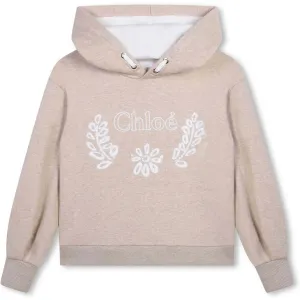 Pull à capuche fleuri bio beige pour filles