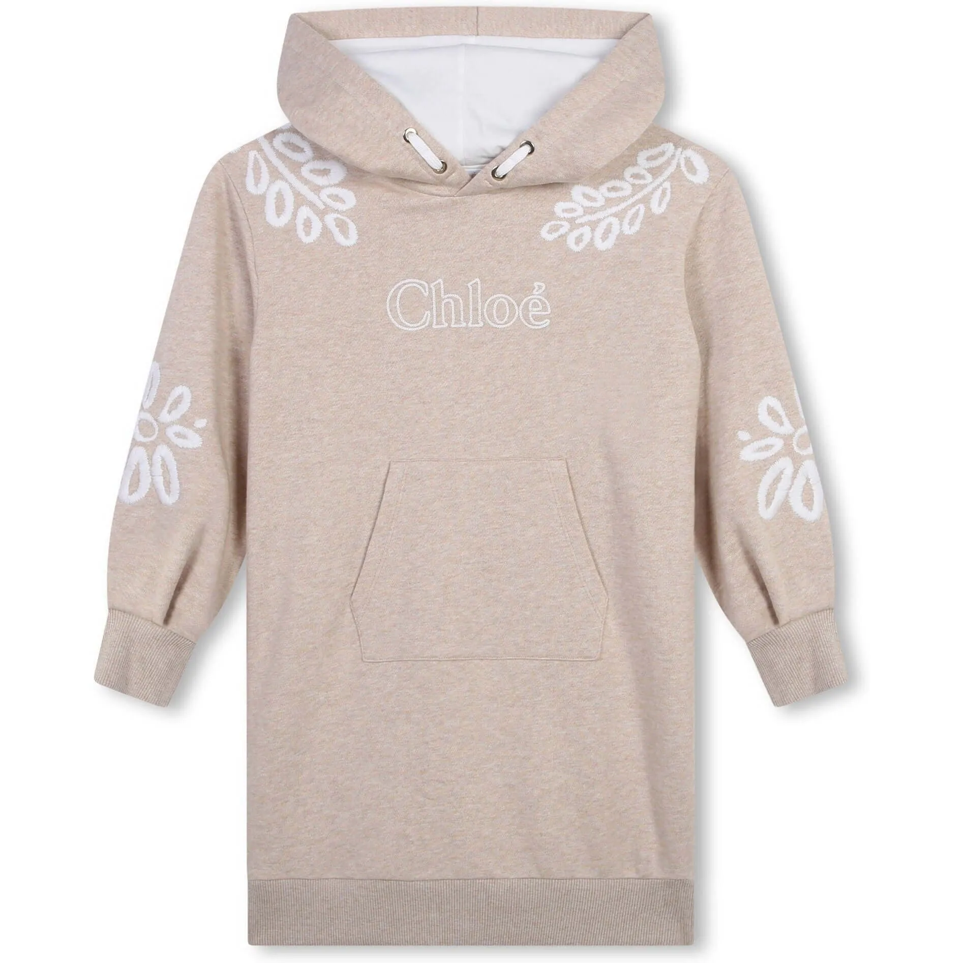 Robe Pull Bio Fleurie Beige pour Fille